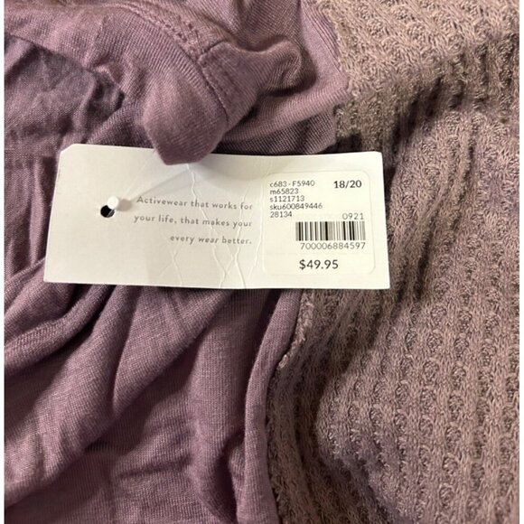 LIVI Active Womens Plus Size 18 Purple Long Sleeve Waffle Knit Top - Picture 5 of 8